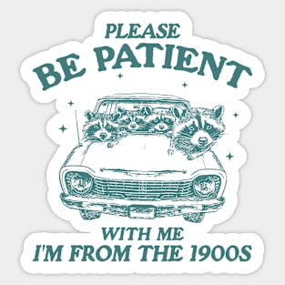 Please Be Patient with me i'm from the 1900s T Shirt, Raccoon Sweatshirt, Cartoon Meme Top, Vintage Cartoon Sticker